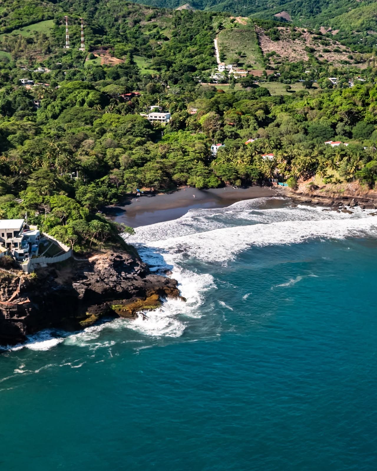 Aerial view of Alma de Mar and the Pacific coast
